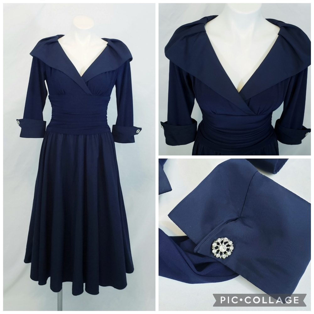 Eliza J Navy Midi Dress